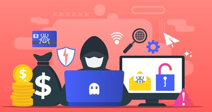 Hacker activity concept & security hacking.
