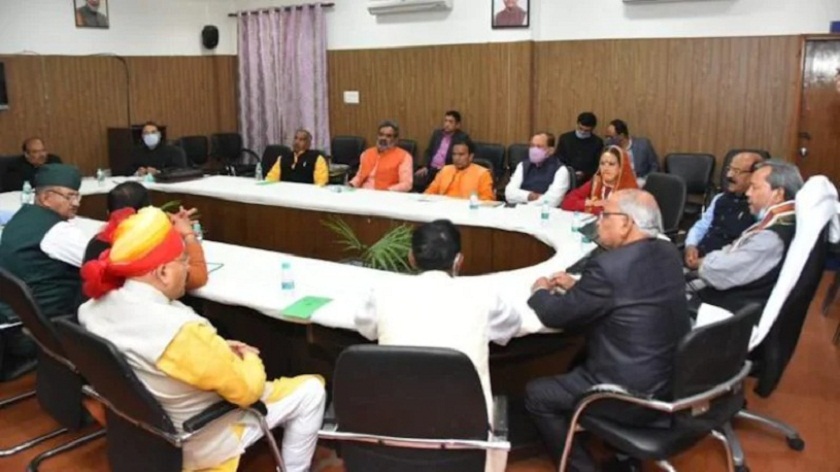 CM Tirath Raj & Minister Subodh Uniyal in a Cabinet Meeting